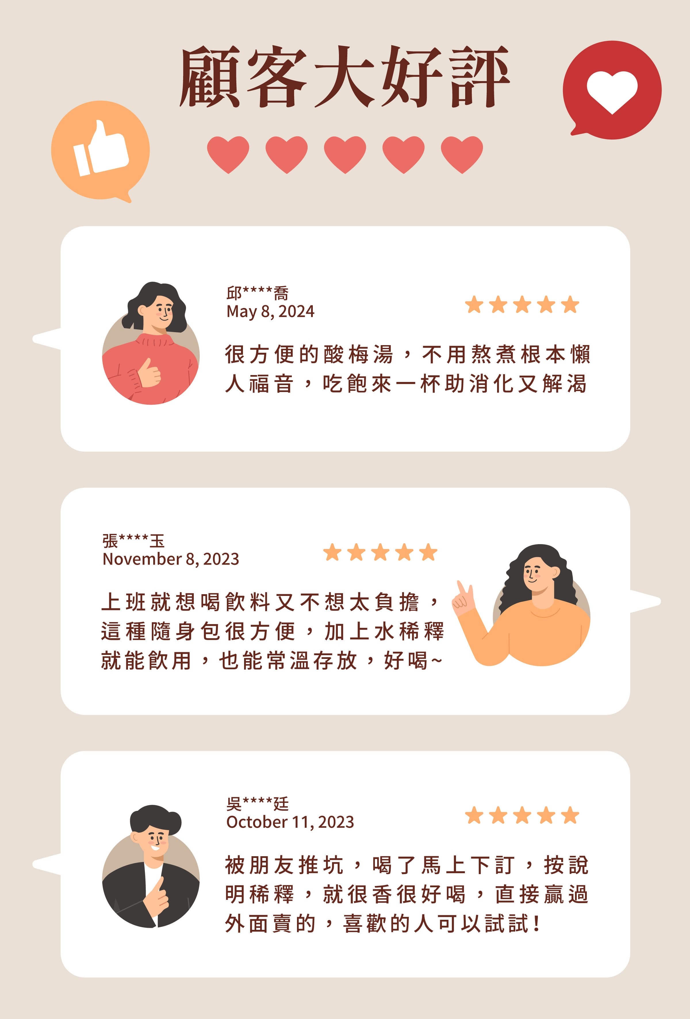 登義半糖桂花烏梅湯顧客評價