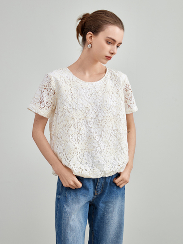 mi-tu 印花圓領短袖T恤