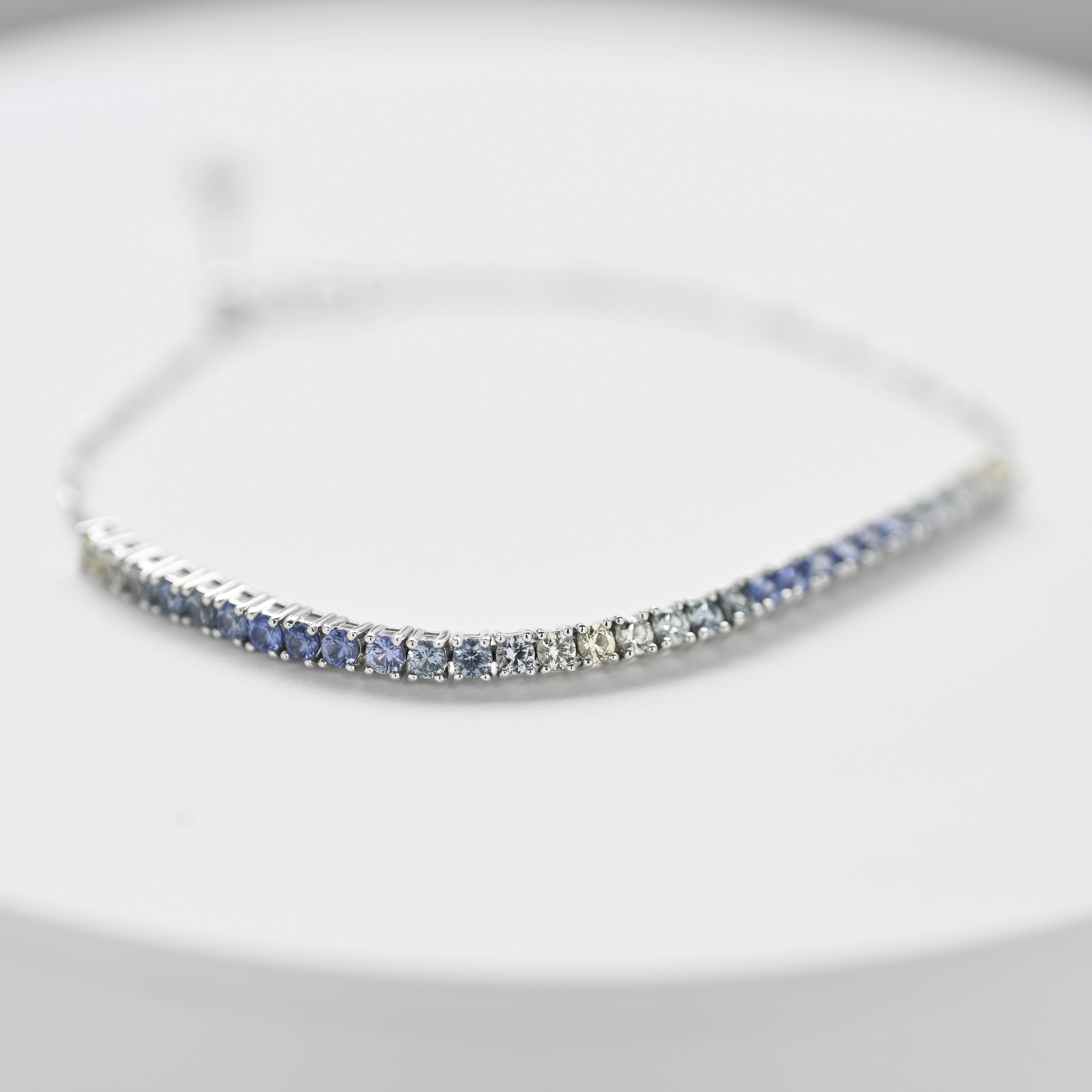 18K Blue Sapphire Gradient color 1.22ct Half Tennis Bracelet