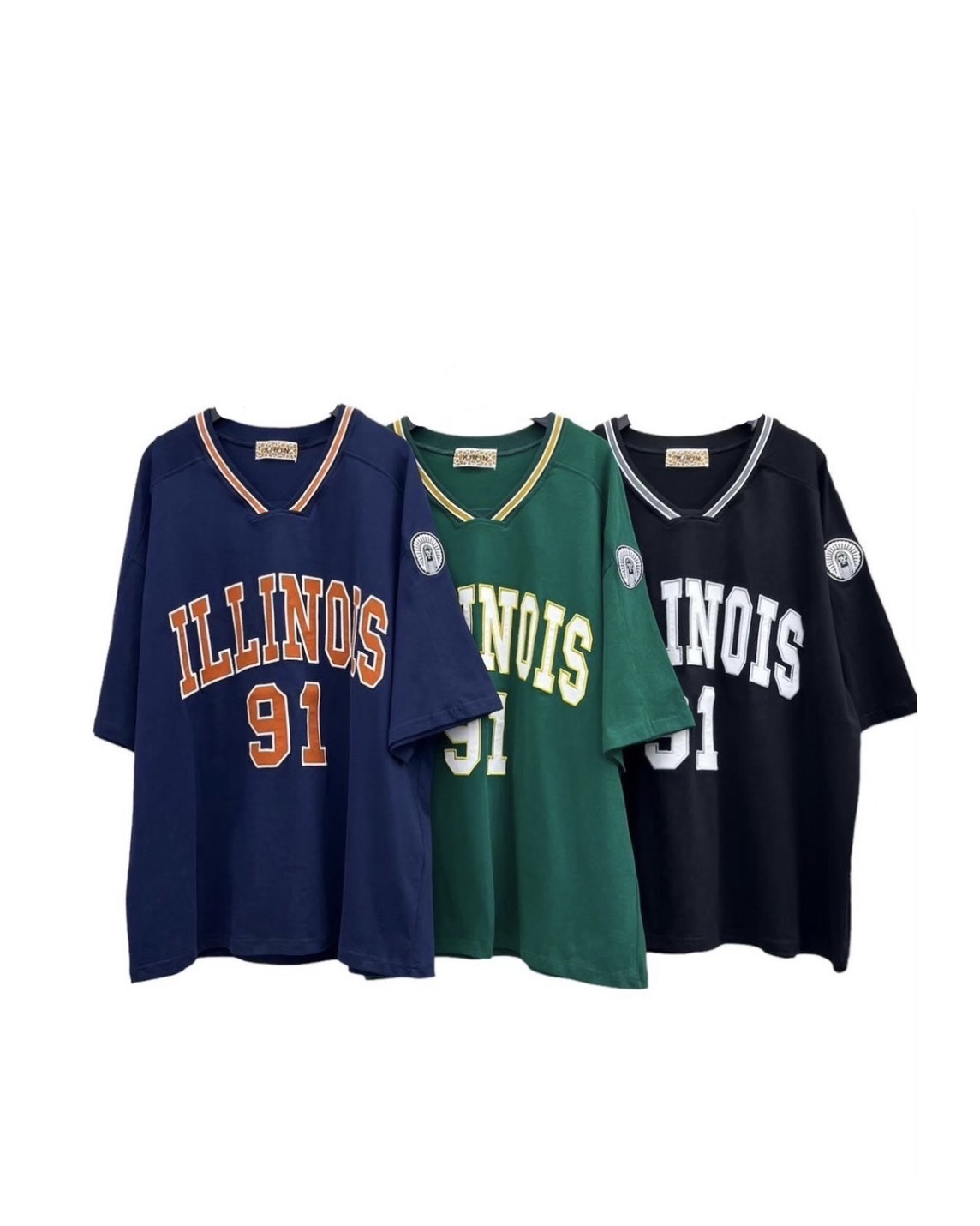 美式 ILLINOIS 91 棒球 圓標 上衣 #短袖