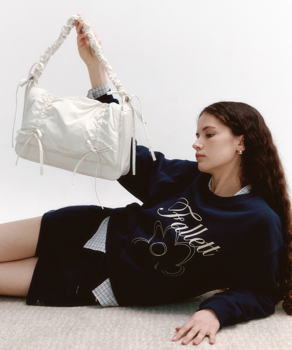 韓國代購> FALLETT DOUBLE RIBBON SHIRRING BAG