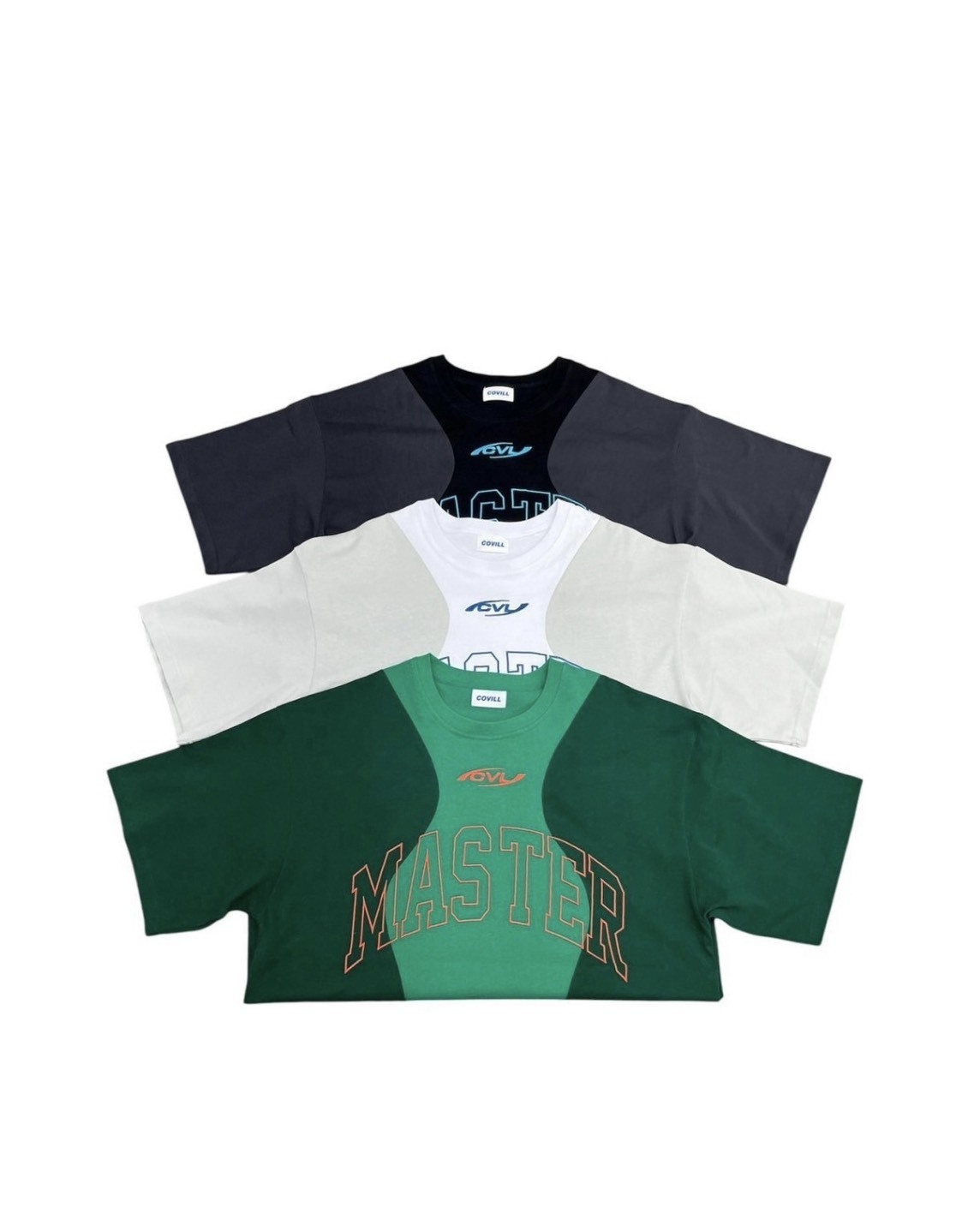 MASTER 美式 拼接 雙色 上衣 #短袖