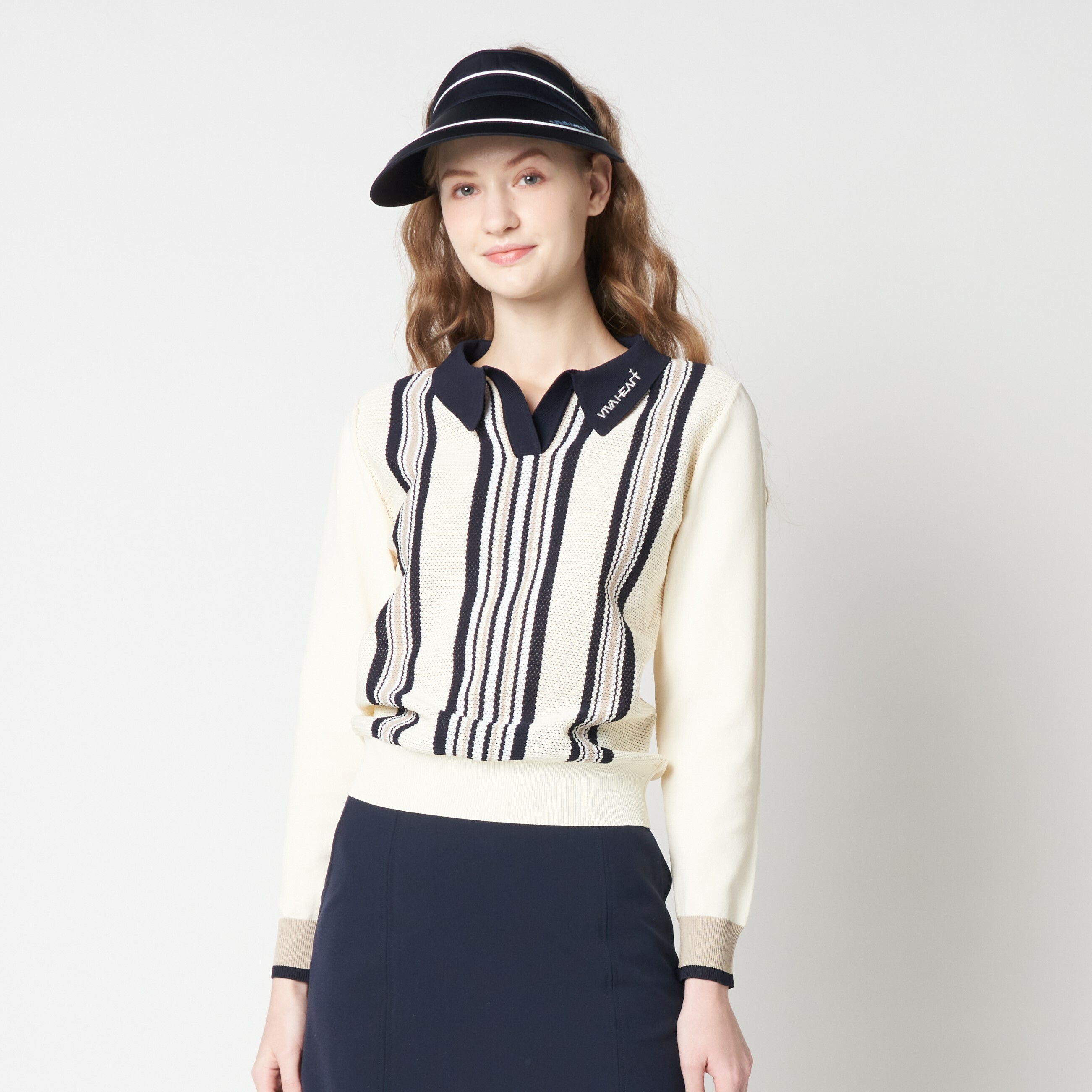 女士-多條紋長袖針織衫