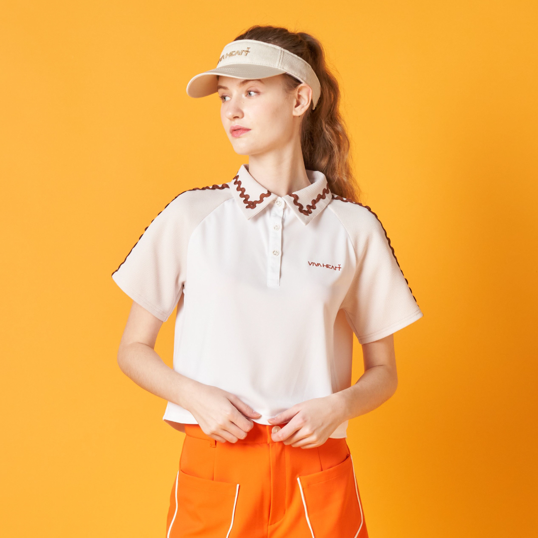 女士-華夫格線條短袖Polo衫