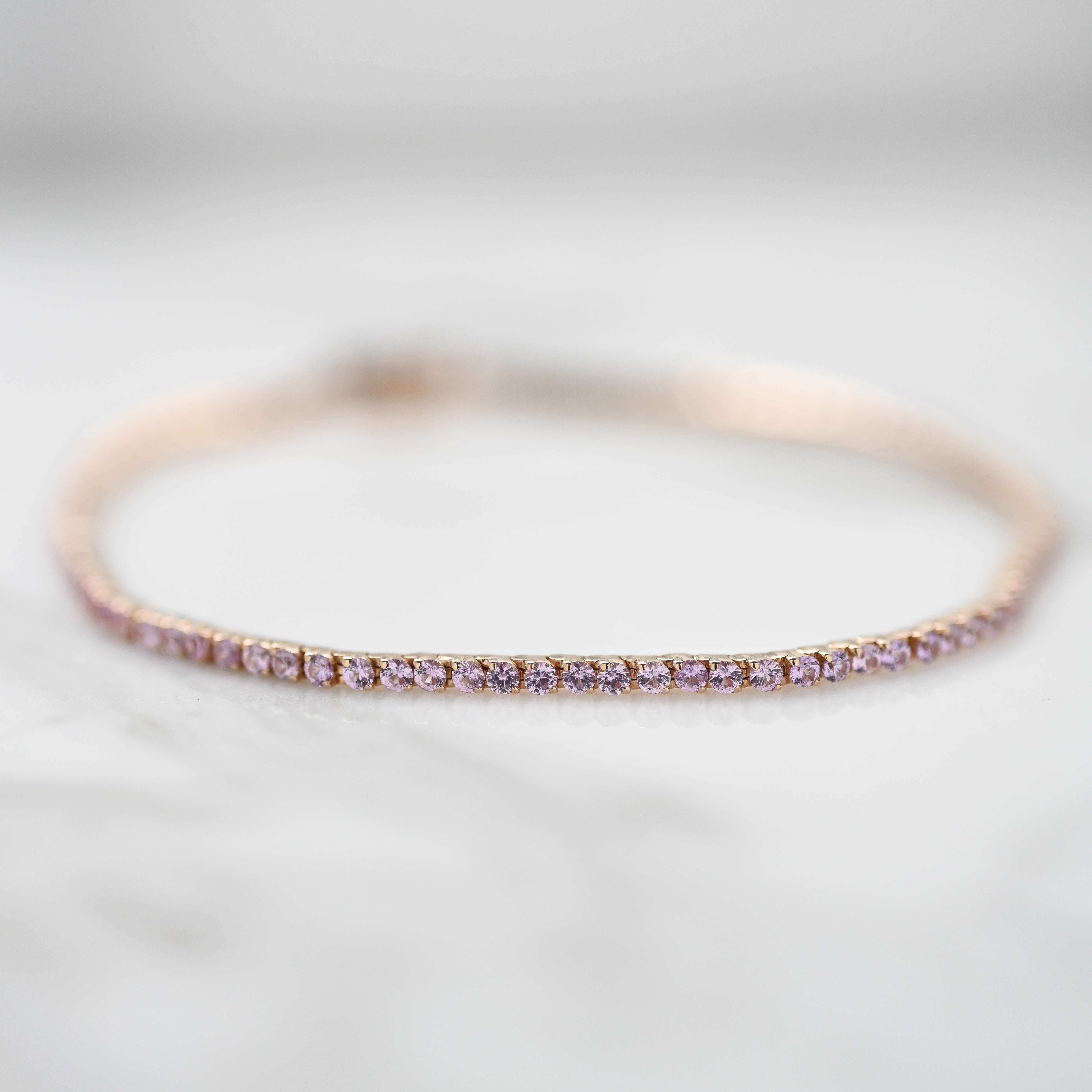 18K 1.67ct Pink Sapphire Tennis Bracelet