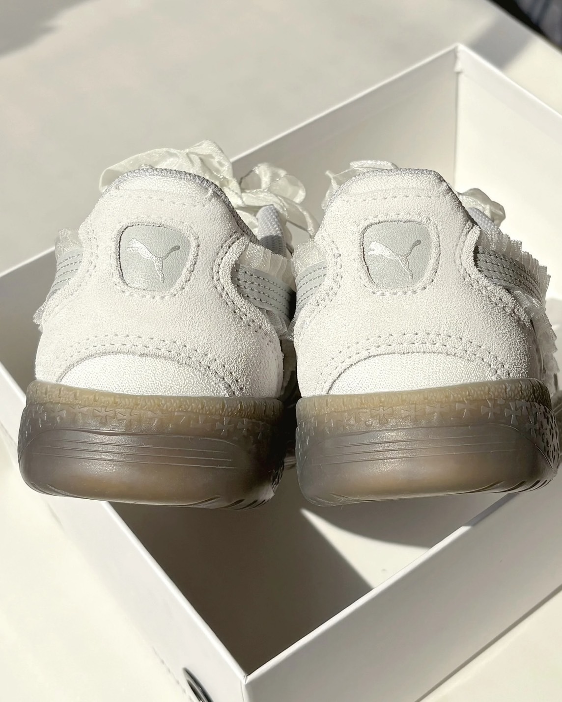 <蕾絲好好抗🤍>Puma Palermo 蕾絲 芭蕾 德訓鞋 迷霧灰