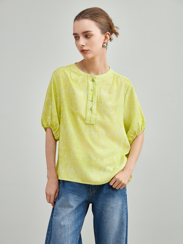 mi-tu 圓領七分袖上衣