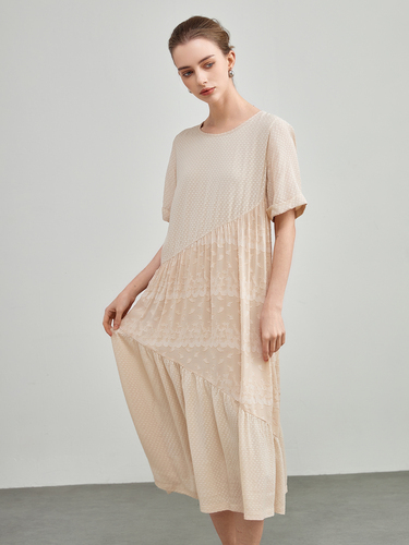 mi-tu 拼接圓領連身裙