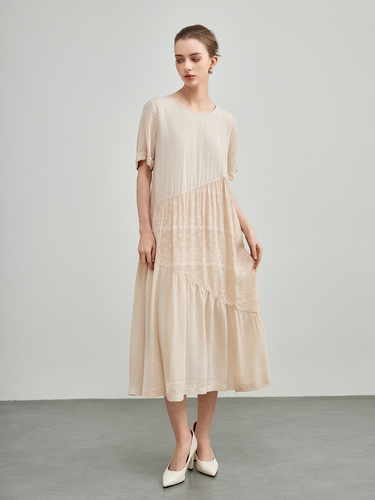 mi-tu 拼接圓領連身裙