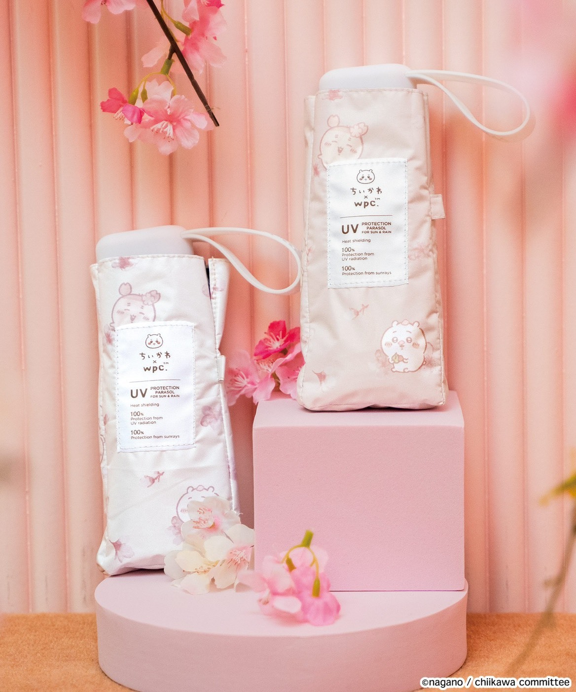 iSNEAKERS｜日本 Chiikawa 吉伊卡哇 Wpc. 櫻花摺疊傘 米白款 晴天雨天兩用