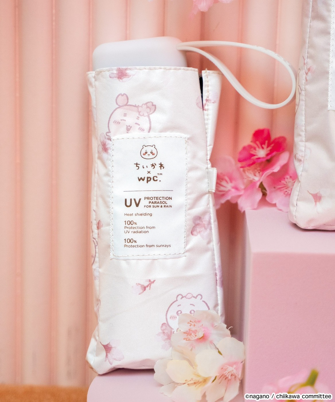 iSNEAKERS｜日本 Chiikawa 吉伊卡哇 Wpc. 櫻花摺疊傘 米白款 晴天雨天兩用