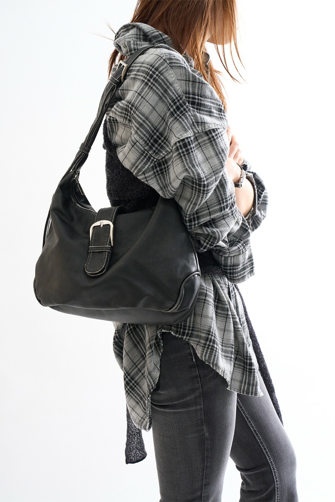 韓國 復古 磁吸 皮帶扣 皮革 單肩包