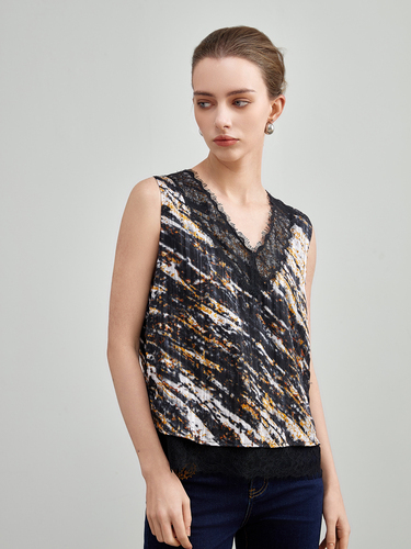 mi-tu 印花V領背心