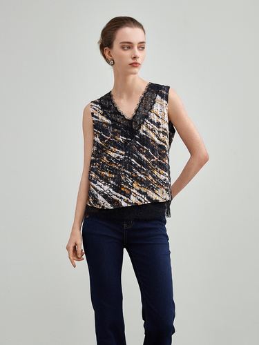 mi-tu 印花V領背心