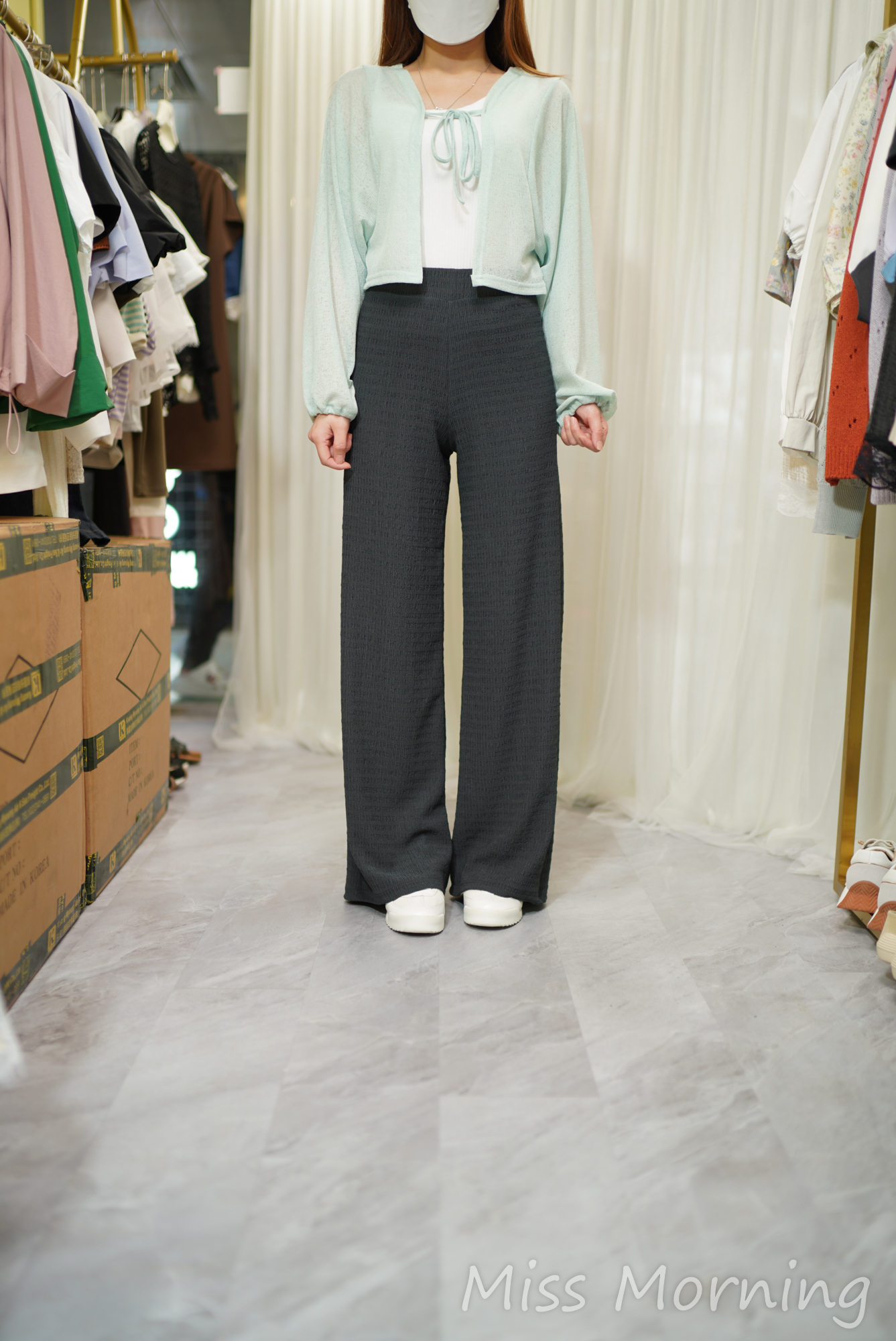 有款遮肥薄身線料外套(14474)&薄身顯瘦皺料舒適悠閑褲(33903)