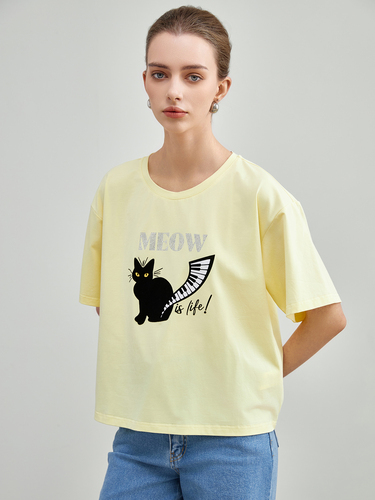 mi-tu 印花圓領T恤