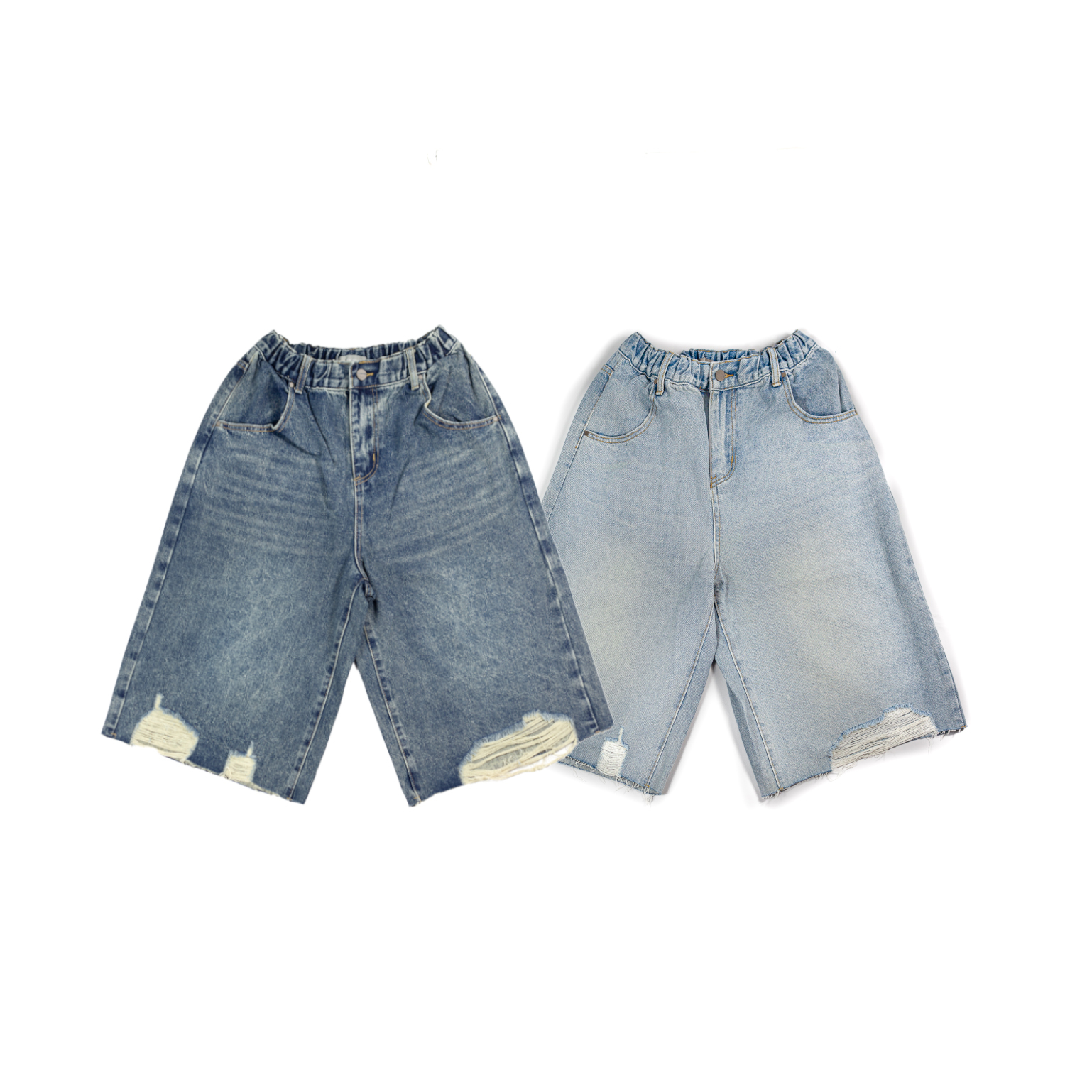 【車庫服飾】破鬚五分牛仔短褲