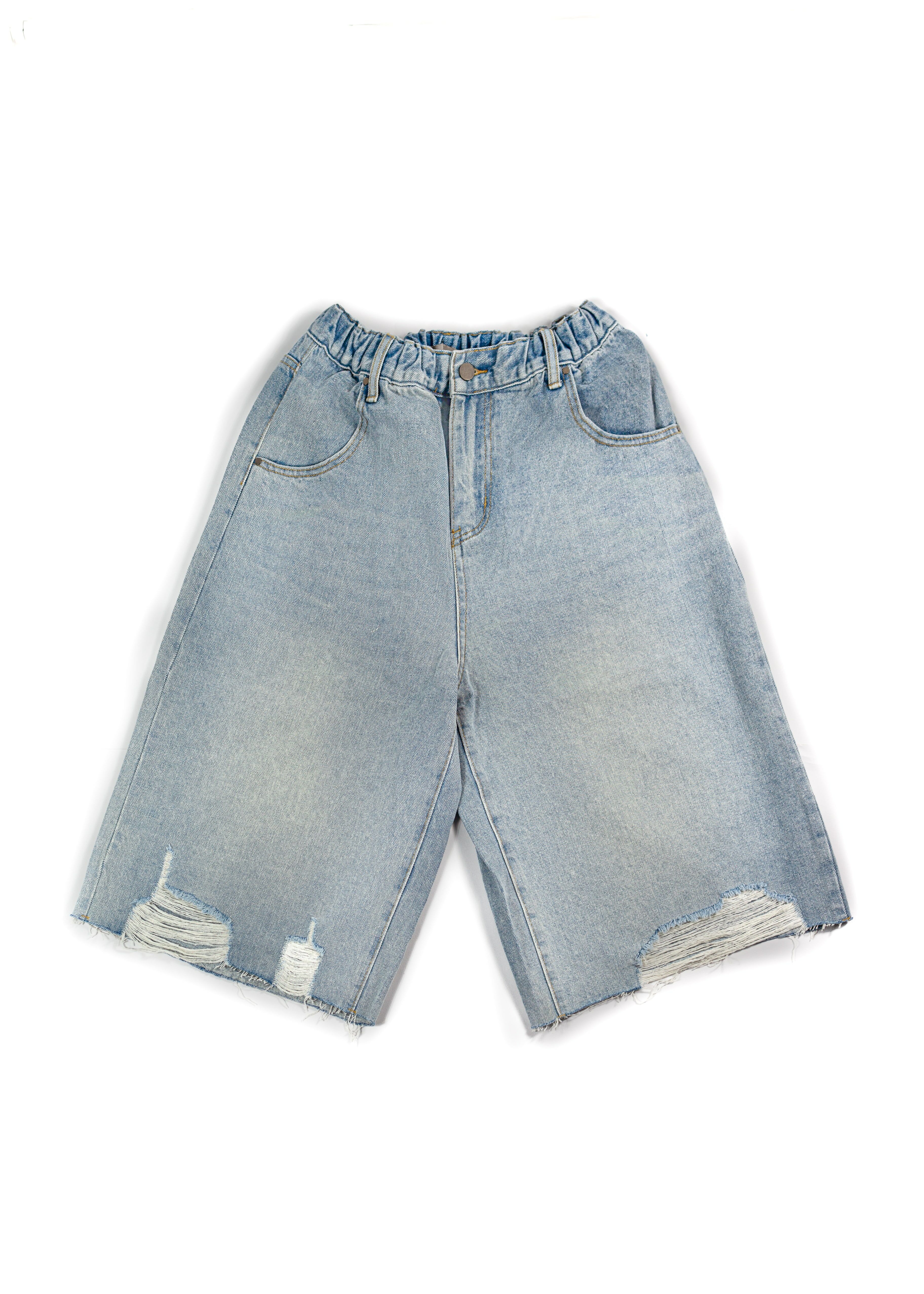 【車庫服飾】破鬚五分牛仔短褲