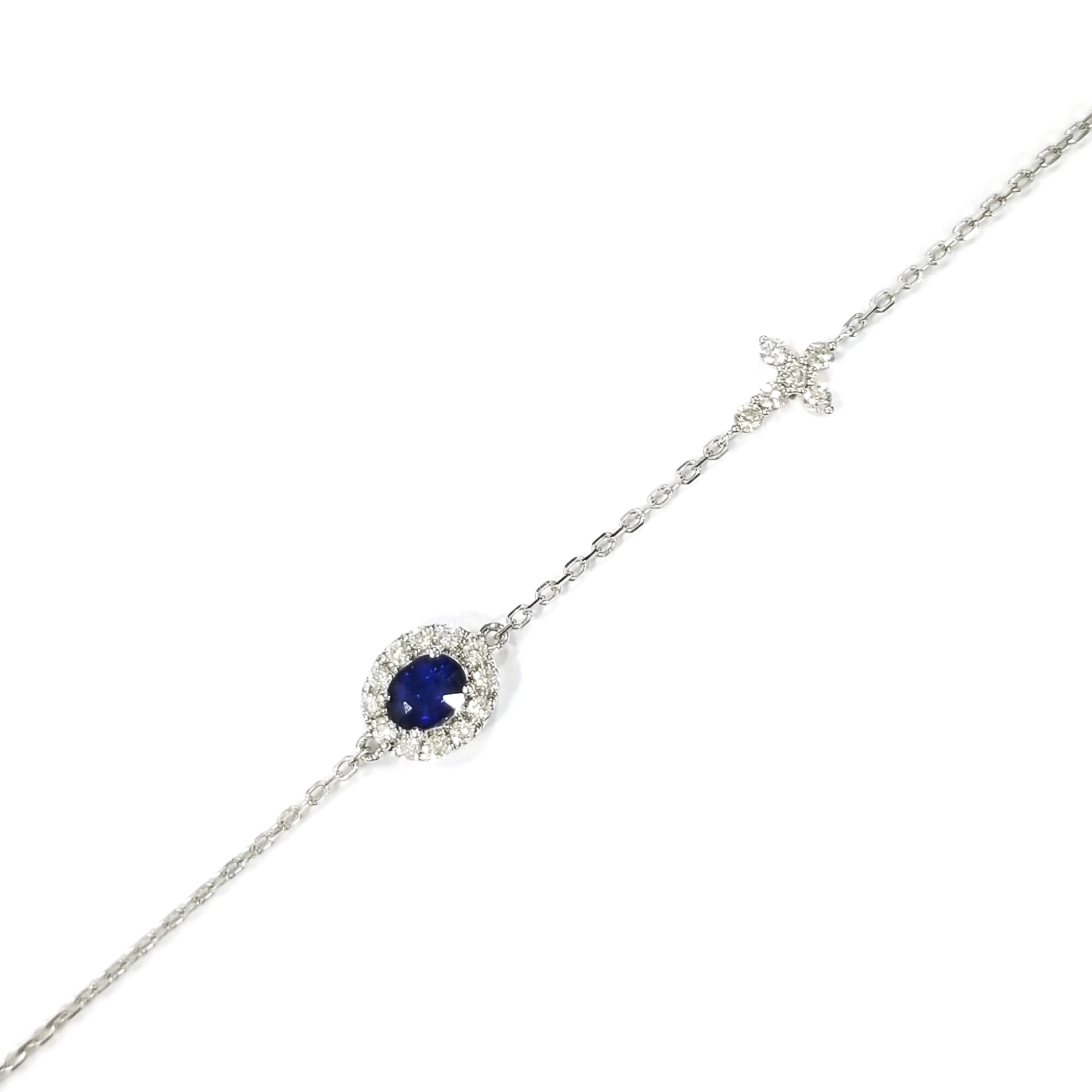 18K白金天然鑽石藍寶石手鏈