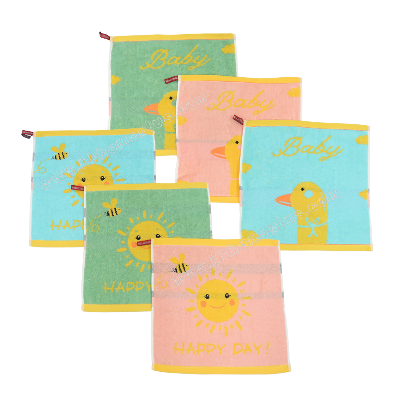 6條裝 太陽/小鴨印花抹手巾