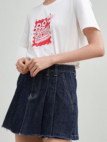 mi-tu圓領印花T恤