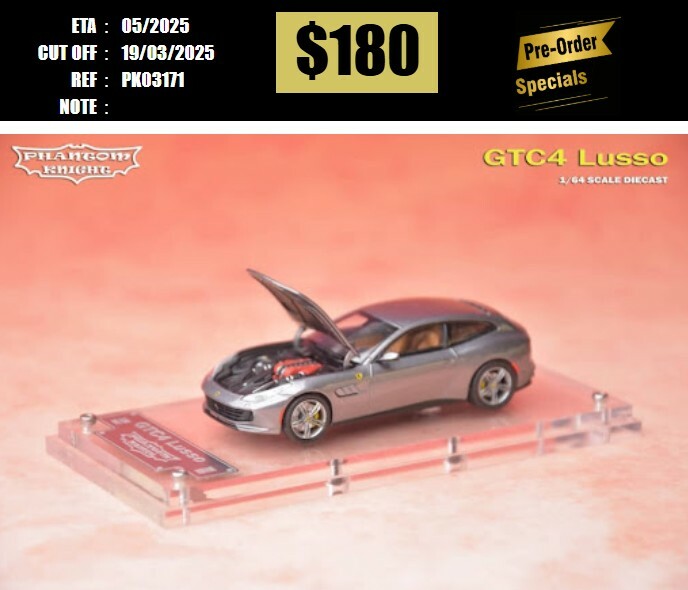 PO-$180 * PHANTOM KNIGHT * 1:64 FERRARI GTC4 LUSSO GRIGIO GREY [OD17/03]