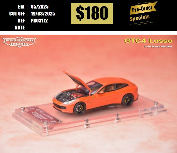 PO-$180 * PHANTOM KNIGHT * 1:64 FERRARI GTC4 LUSSO ARANCIO ORANGE [OD17/03]