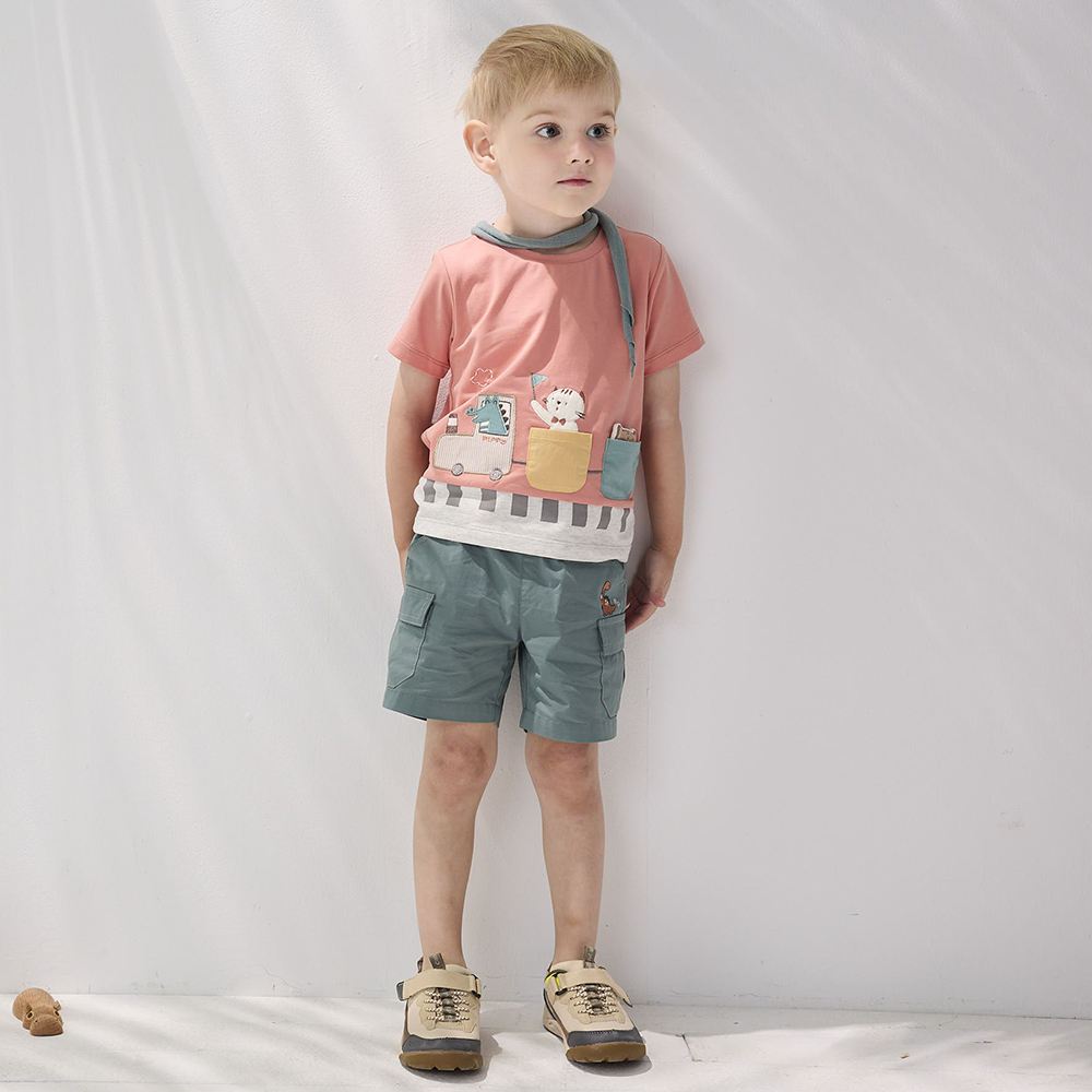 PIPPY 小恐龍刺繡簡約大口袋工裝褲 綠