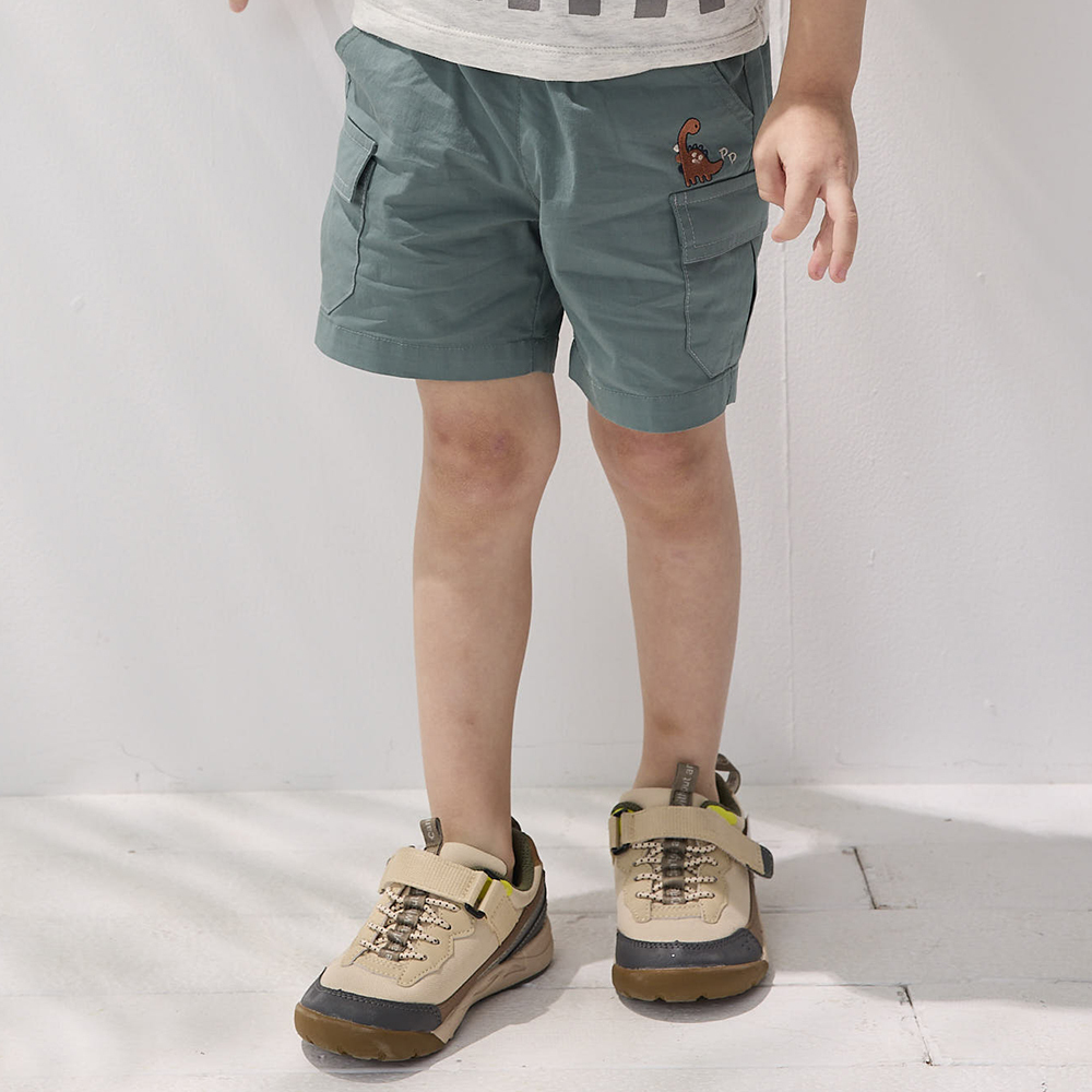 PIPPY 小恐龍刺繡簡約大口袋工裝褲 綠