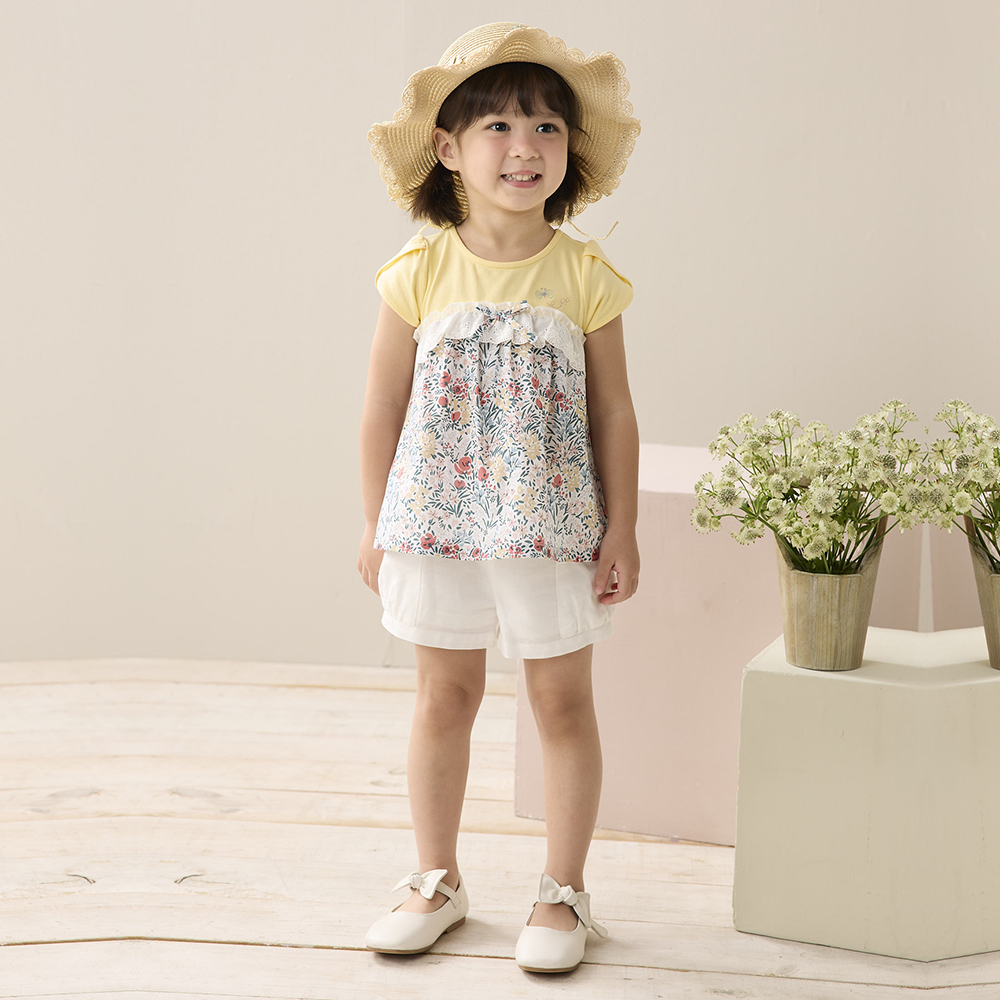 PIPPY荷葉邊可愛蝴蝶結大口袋短褲 白