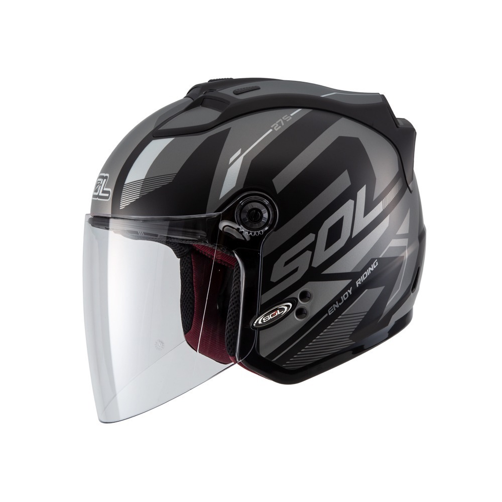 SOL 27S 星艦 消光黑/銀 彩繪 3/4罩式 透氣