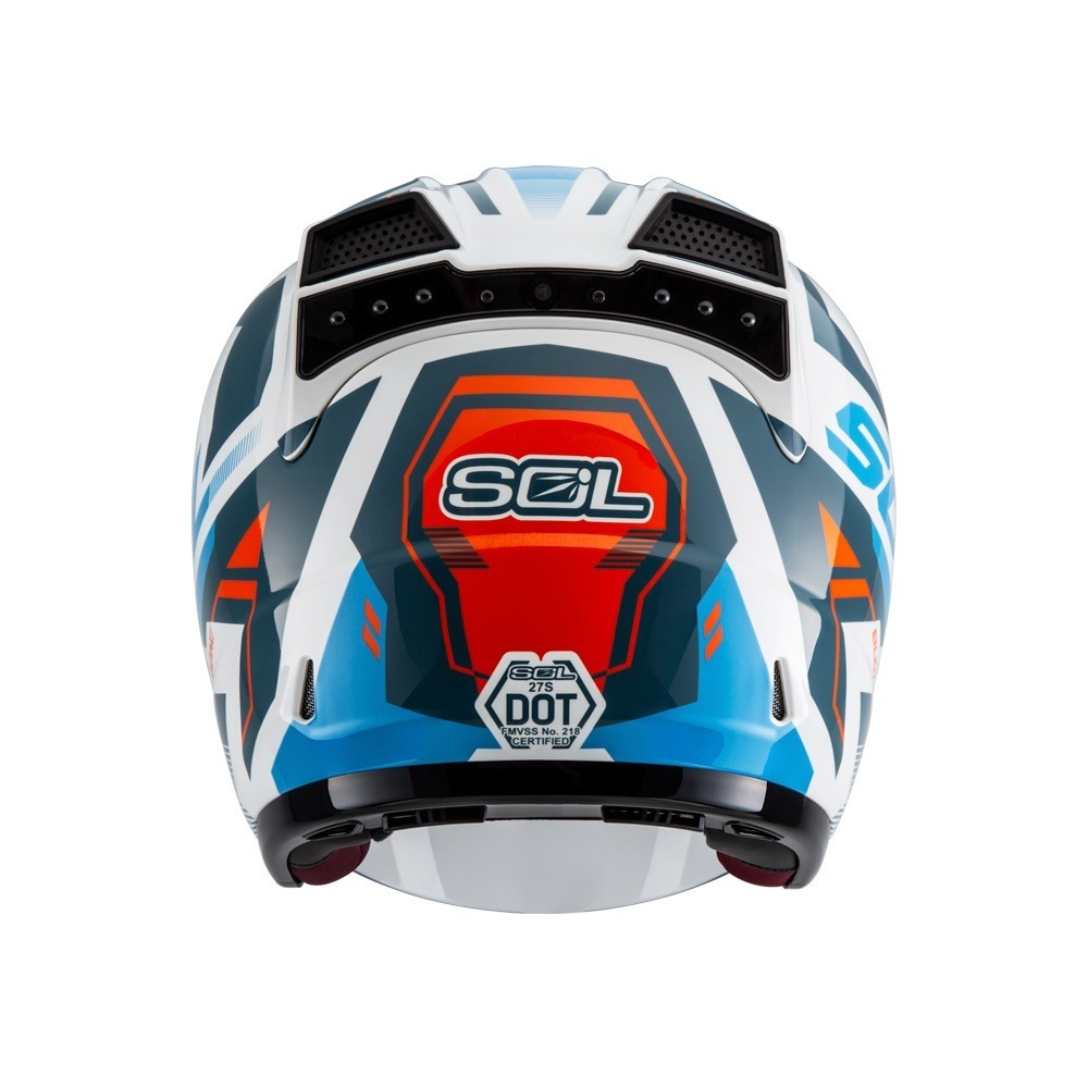 SOL 27S 星艦 白/藍橘 彩繪 3/4罩式 透氣