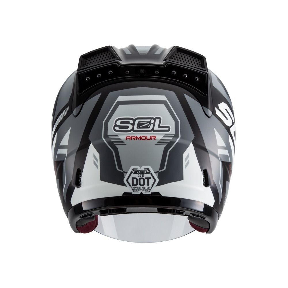 SOL 27S 星艦 消光黑/灰紅 彩繪 3/4罩式 透氣