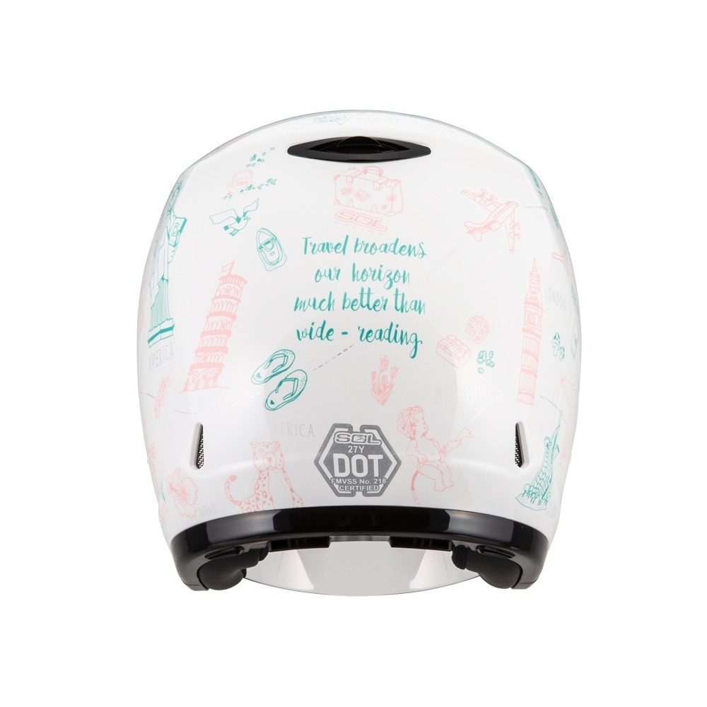 SOL 27Y 環遊世界 白/粉 彩繪 3/4罩式 頭圍小適合 輕量