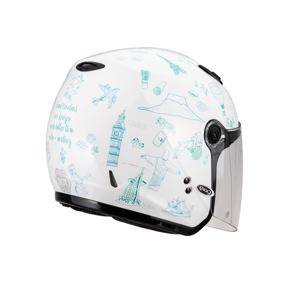 SOL 27Y 環遊世界 白/藍 彩繪 3/4罩式 頭圍小適合 輕量