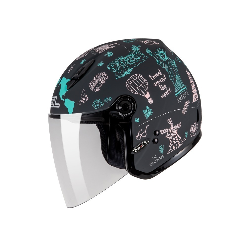 SOL 27Y 環遊世界 消光灰/粉 彩繪 3/4罩式 頭圍小適合 輕量