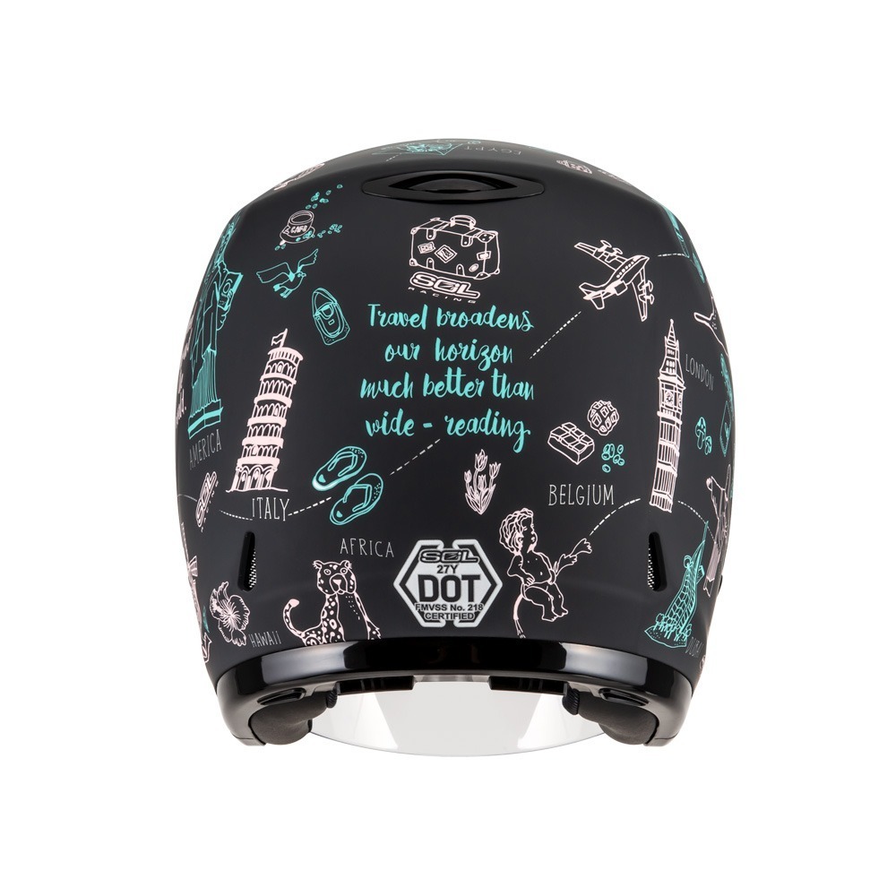 SOL 27Y 環遊世界 消光灰/粉 彩繪 3/4罩式 頭圍小適合 輕量