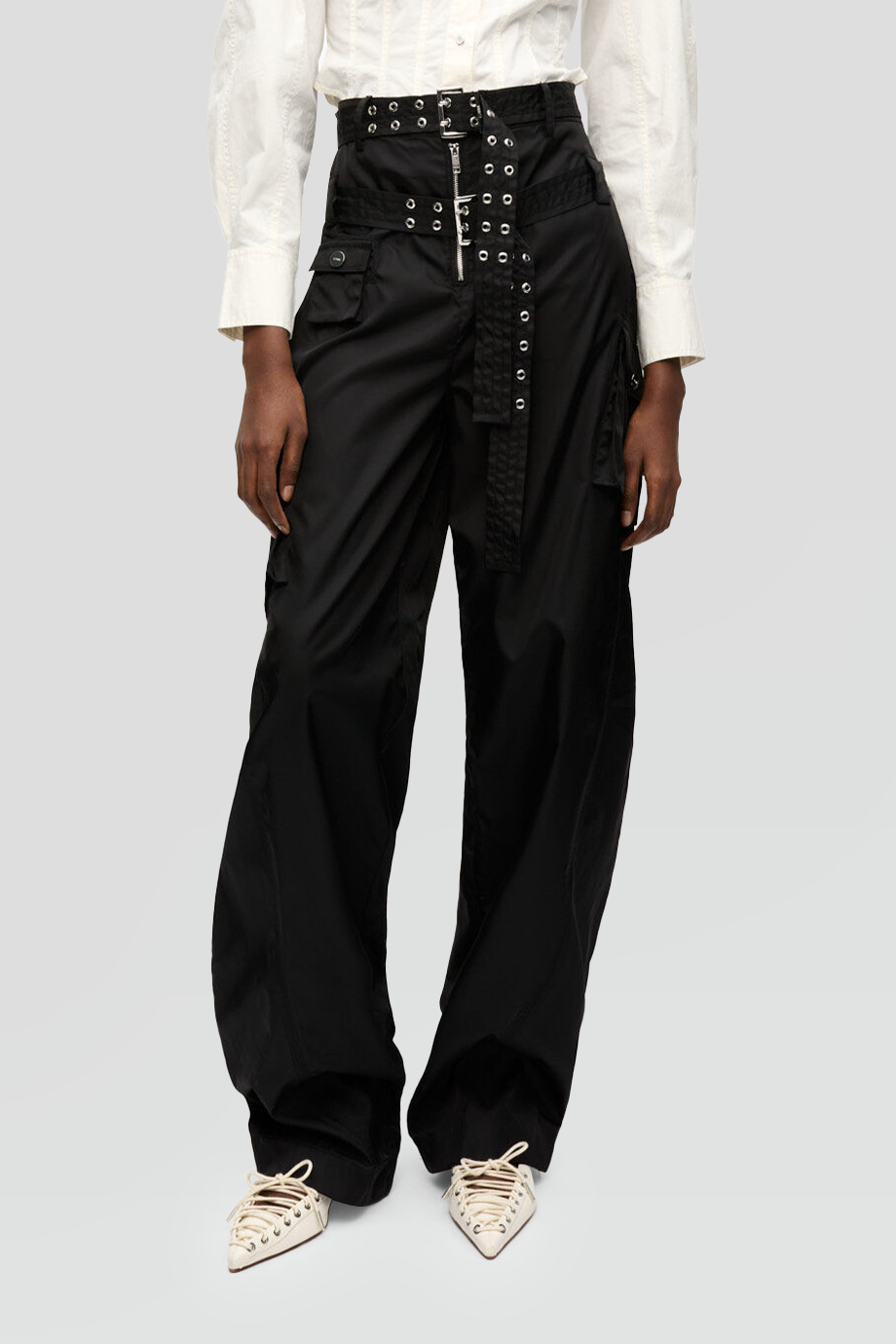 GANNI｜DUCHESS 雙腰帶裝飾口袋工裝褲