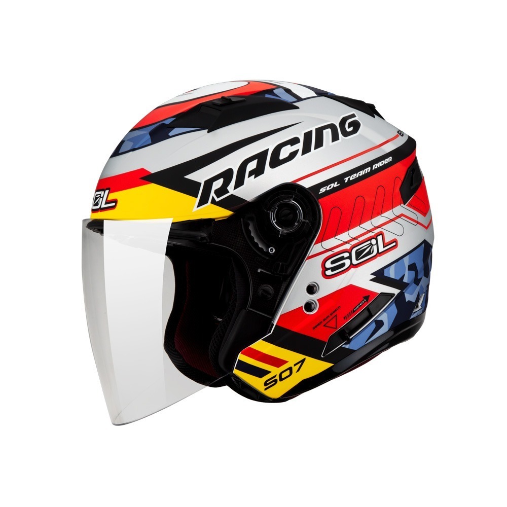 SOL SO-7 極速先鋒 消光銀/黃紅藍 彩繪 3/4罩式 內墨片