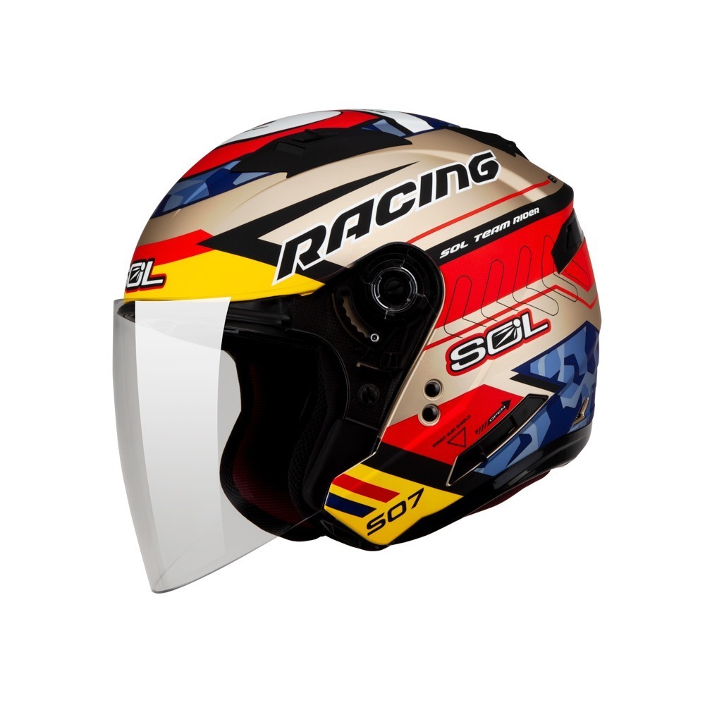 SOL SO-7 極速先鋒 消光金/黃紅藍 彩繪 3/4罩式 內墨片