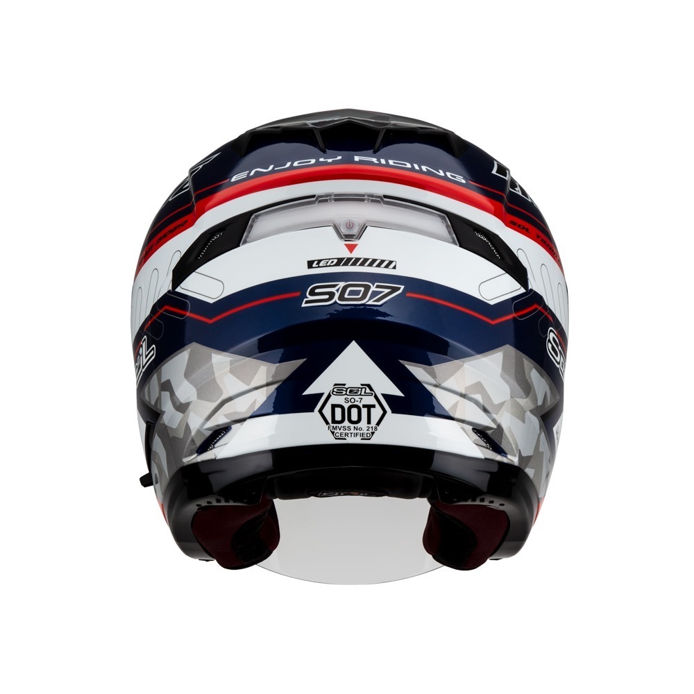 SOL SO-7 極速先鋒 藍/紅白銀 彩繪 3/4罩式 內墨片