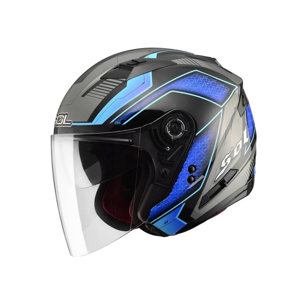 SOL SO-7 星際 黑/藍 彩繪 3/4罩式 內墨片