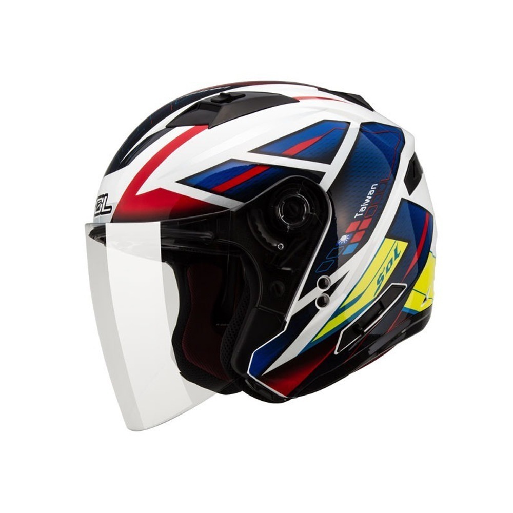 SOL SO-7 國旗 白/紅藍 彩繪 3/4罩式 內墨片