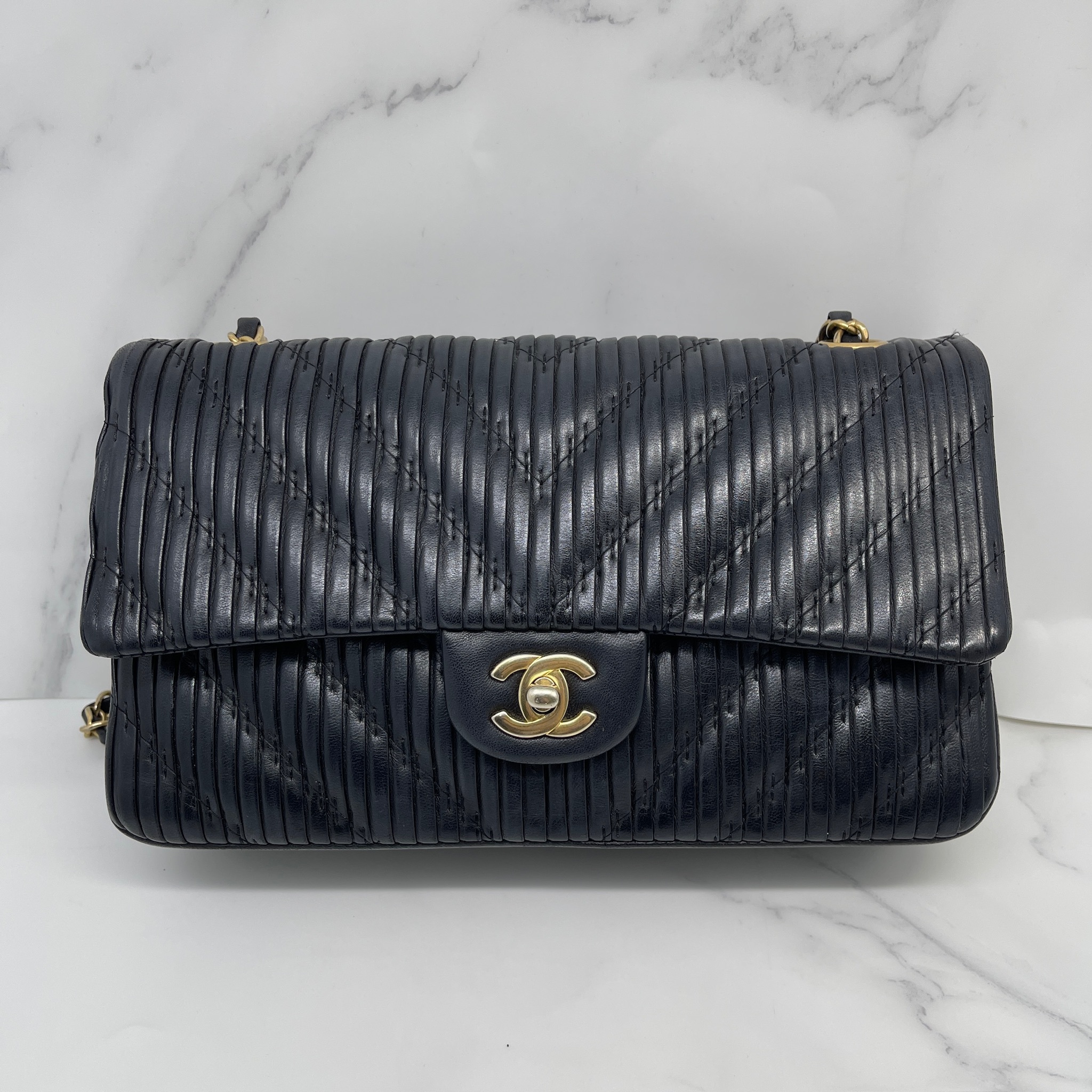 Chanel Chevron Stitched Classic Flap Bag