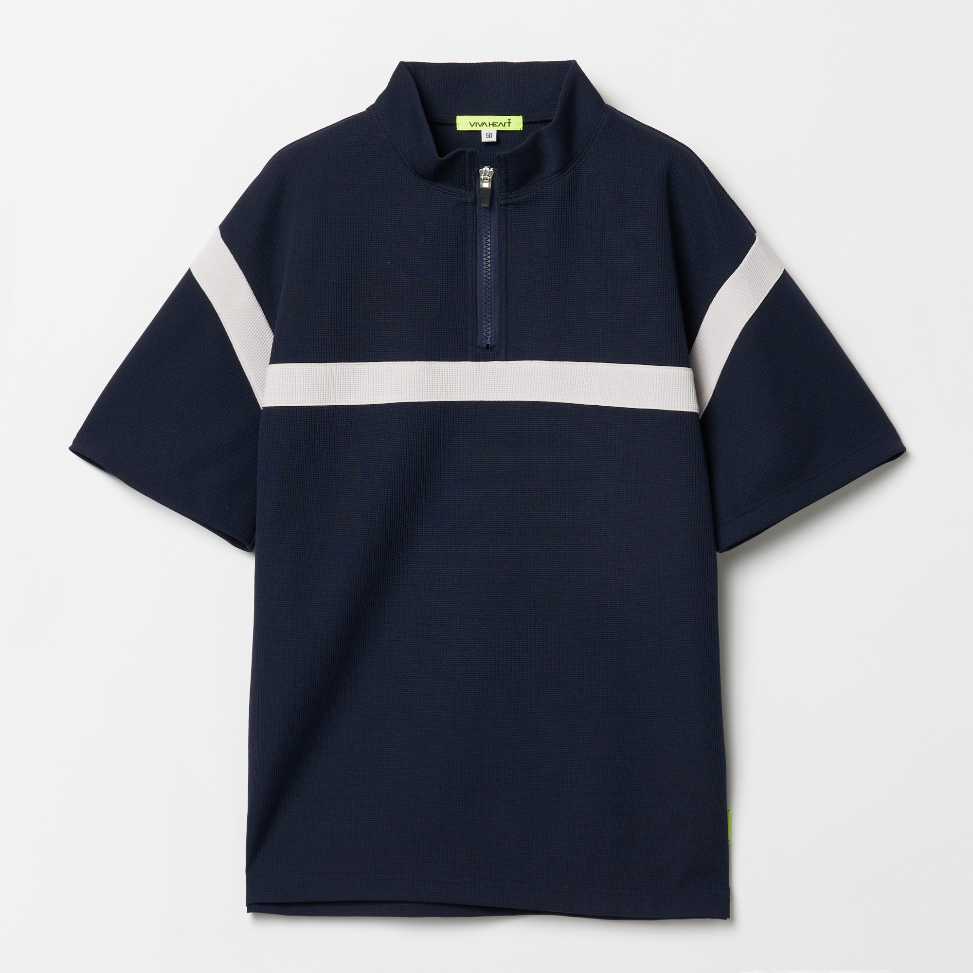 男士-華夫格半拉鍊短袖