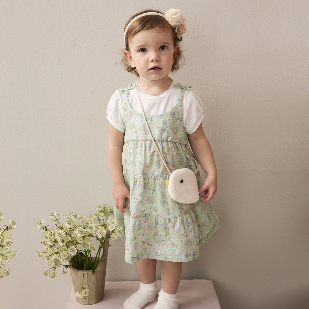 PIPPY綠野仙蹤滿版印花假兩件洋裝 綠