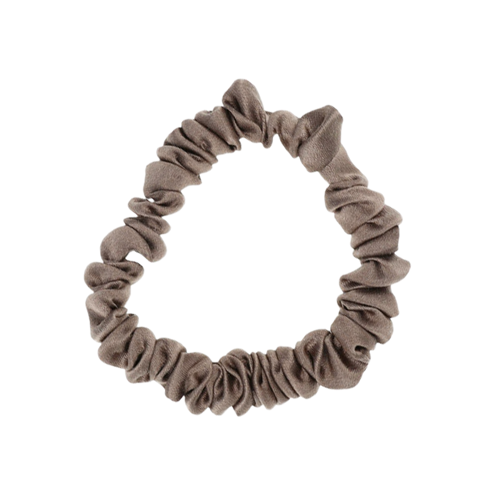 L. ERICKSON USA 迷你真絲純色大腸圈 〈灰褐色〉