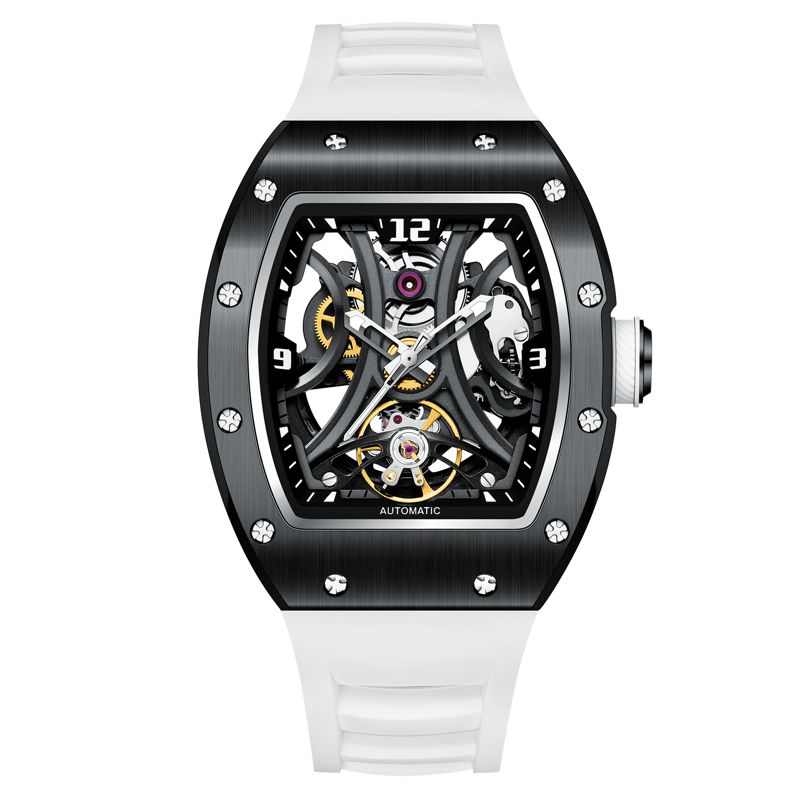 【Free Focus】JC-9-190G-11 酒桶款 潮流 雙面鏤空 夜光指針 機械 手錶