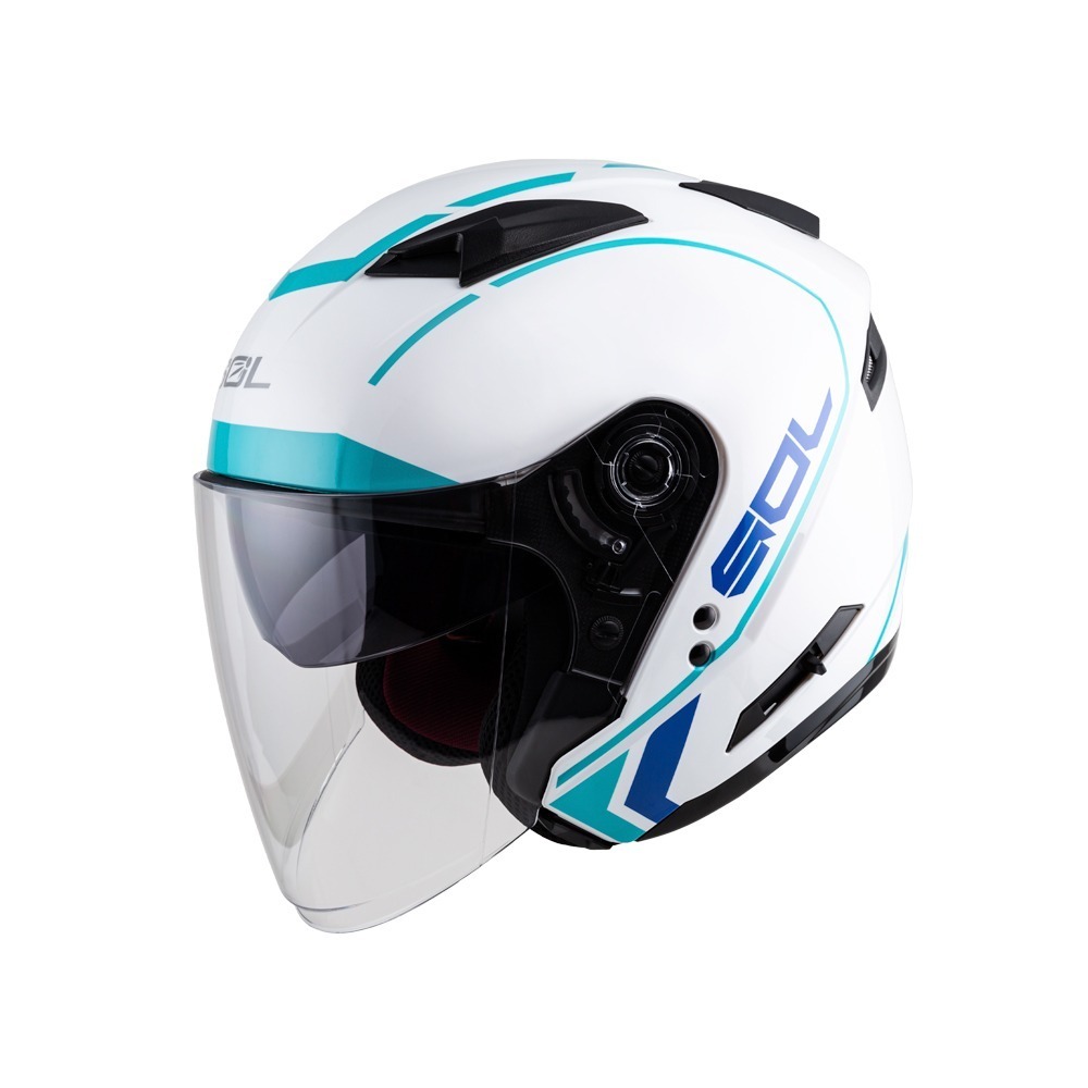 SOL SO-7E 幻影 白/綠 彩繪 3/4罩式 內墨片