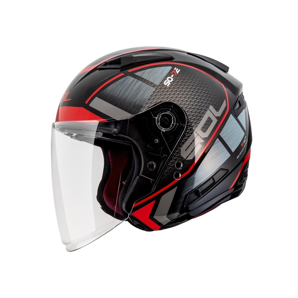 SOL SO-7E 幻影 黑/紅 彩繪 3/4罩式 內墨片